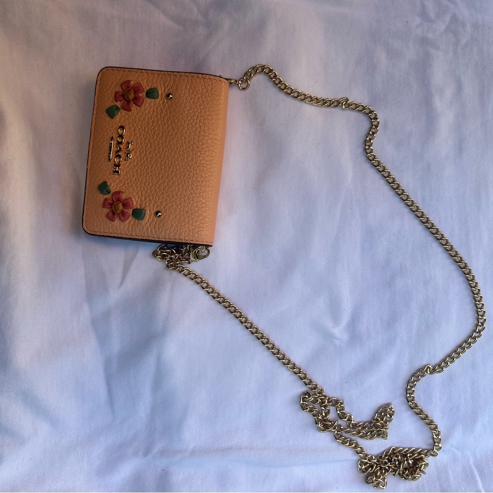 Coach Tan Crossbody Bag with Floral Design